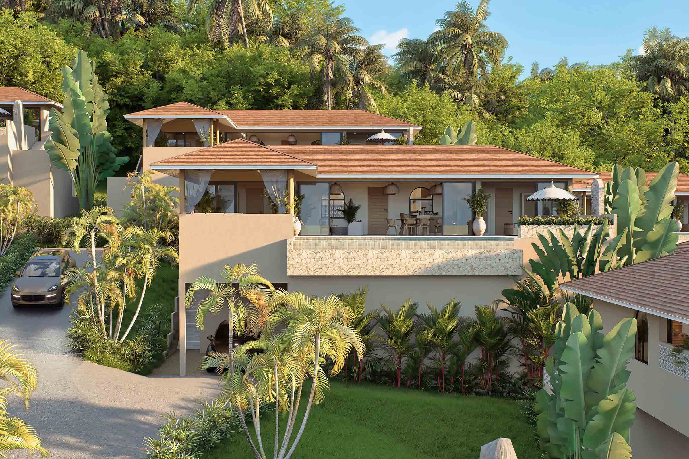 New 2 bed pool villa in hillside setting in Lamai, Koh Samui.