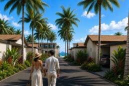 Eden Beach couple walking to beach